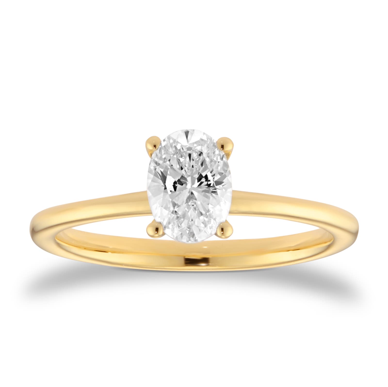 Goldsmiths 18ct Yellow Gold 0.70cttw Oval Cut Diamond Solitaire Engagement Ring