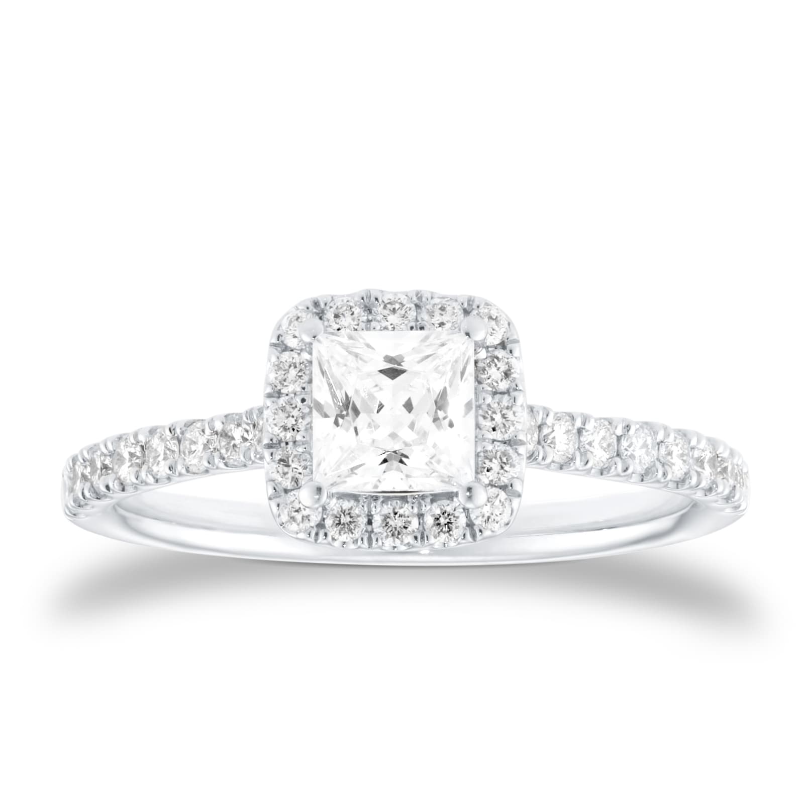 Goldsmiths Platinum 1.00cttw Princess Cut Diamond Halo Engagement Ring