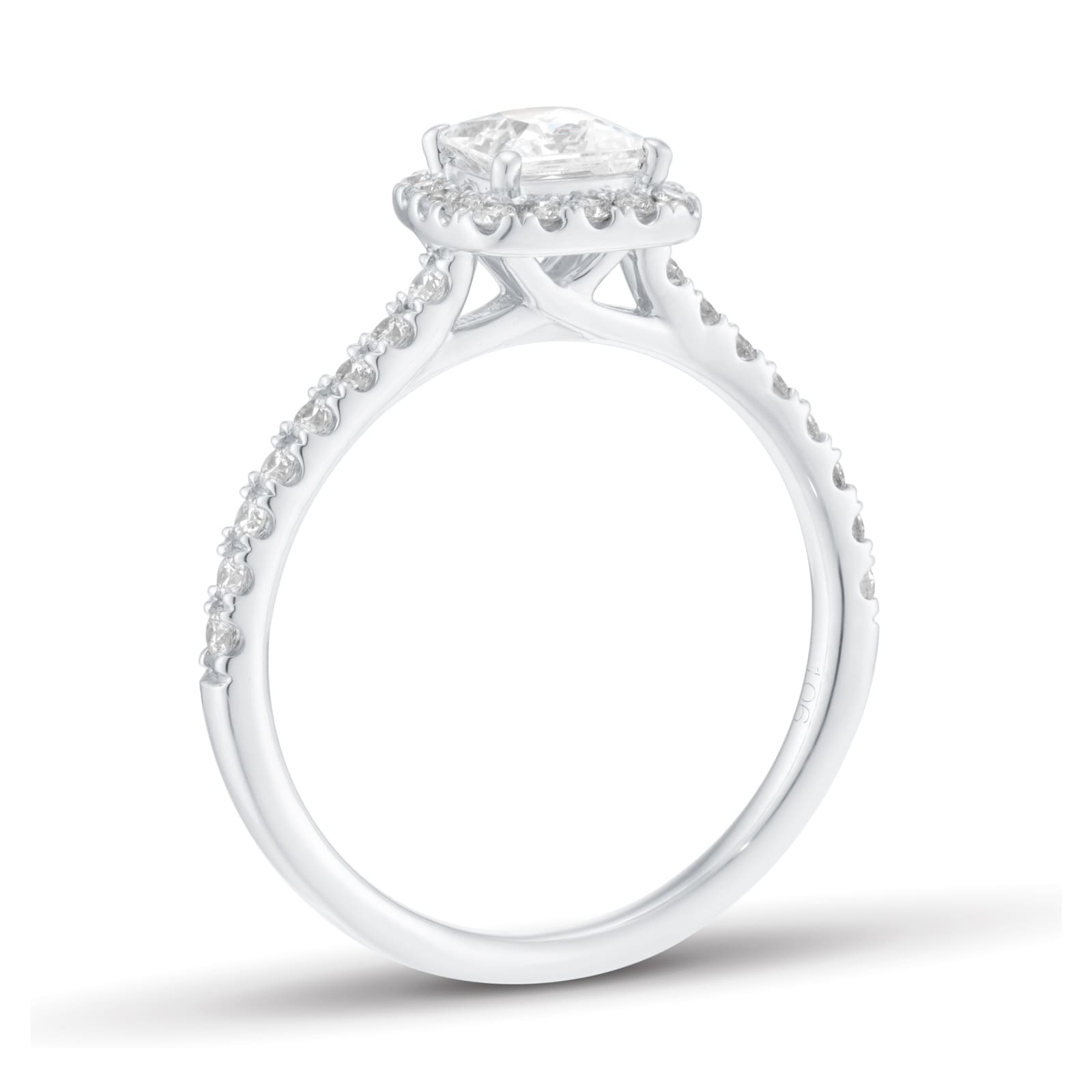 Goldsmiths Platinum 1.00cttw Princess Cut Diamond Halo Engagement Ring