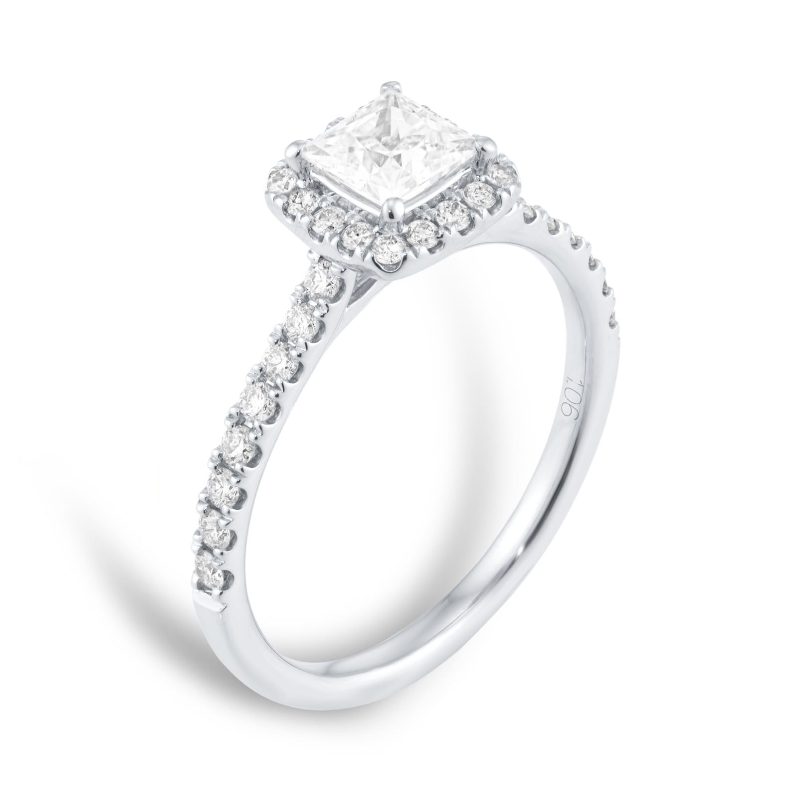Goldsmiths Platinum 1.00cttw Princess Cut Diamond Halo Engagement Ring