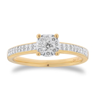 Goldsmiths 9ct Yellow Gold 0.25cttw Multistone Set Shoulder Diamond Engagement Ring