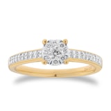 Goldsmiths 9ct Yellow Gold 0.25cttw Multistone Set Shoulder Diamond Engagement Ring