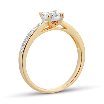 Goldsmiths 9ct Yellow Gold 0.25cttw Multistone Set Shoulder Diamond Engagement Ring