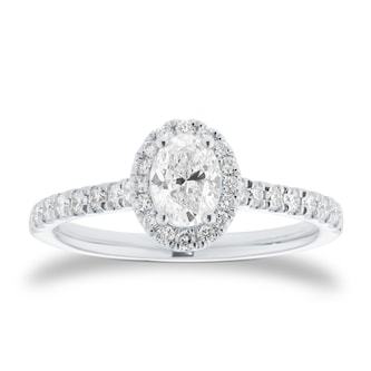 Goldsmiths Platinum 0.80cttw Oval Cut Diamond Halo Engagement Ring