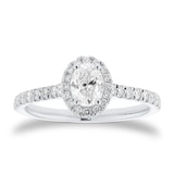 Goldsmiths Platinum 0.80cttw Oval Cut Diamond Halo Engagement Ring