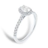Goldsmiths Platinum 0.80cttw Oval Cut Diamond Halo Engagement Ring