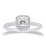 Goldsmiths Platinum 1.00cttw Princess Cut Diamond Halo Engagement Ring - Ring Size I