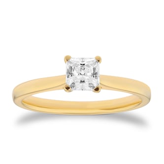 Goldsmiths 18ct Yellow Gold 0.50ct Princess Cut Solitaire Diamond Engagement Ring Goldsmiths 18ct Yellow Gold 0.50ct Princess Cut Solitaire Diamond Engagement Ring