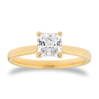 Goldsmiths 18ct Yellow Gold 1.00cttw Princess Cut Solitaire Diamond Engagement Ring