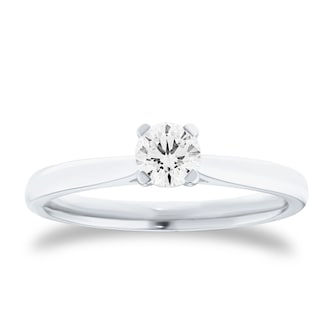 Goldsmiths 9ct White Gold 0.33cttw Round Brilliant Cut Solitaire Diamond Engagement Ring