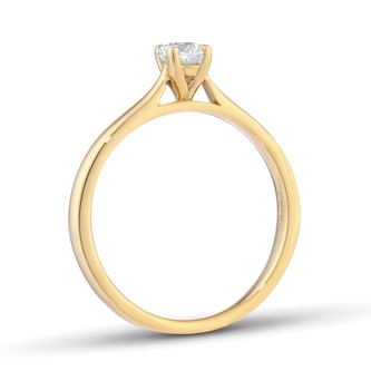 Goldsmiths 9ct Yellow Gold 0.33cttw Round Brilliant Cut Solitaire Diamond Engagement Ring