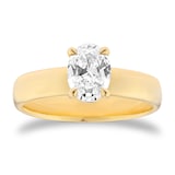 Goldsmiths 18ct Yellow Gold 1.00cttw Oval Cut Solitaire Diamond Heavy Set Engagement Ring
