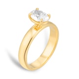 Goldsmiths 18ct Yellow Gold 1.00cttw Oval Cut Solitaire Diamond Heavy Set Engagement Ring