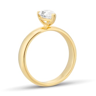 Goldsmiths 18ct Yellow Gold 1.00cttw Pear Cut Solitaire Diamond Heavy Set Engagement Ring