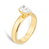 Goldsmiths 18ct Yellow Gold 1.00cttw Pear Cut Solitaire Diamond Heavy Set Engagement Ring