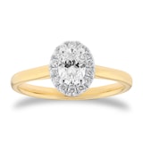 Goldsmiths 18ct Yellow Gold and White Gold 0.60cttw Oval Cut Diamond Halo Engagement Ring