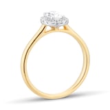 Goldsmiths 18ct Yellow Gold and White Gold 0.60cttw Oval Cut Diamond Halo Engagement Ring
