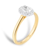 Goldsmiths 18ct Yellow Gold and White Gold 0.60cttw Oval Cut Diamond Halo Engagement Ring