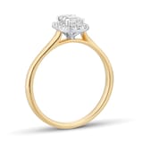 Goldsmiths 18ct Yellow Gold and White Gold 0.60cttw Emerald Cut Diamond Halo Engagement Ring