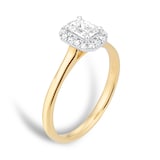 Goldsmiths 18ct Yellow Gold and White Gold 0.60cttw Emerald Cut Diamond Halo Engagement Ring