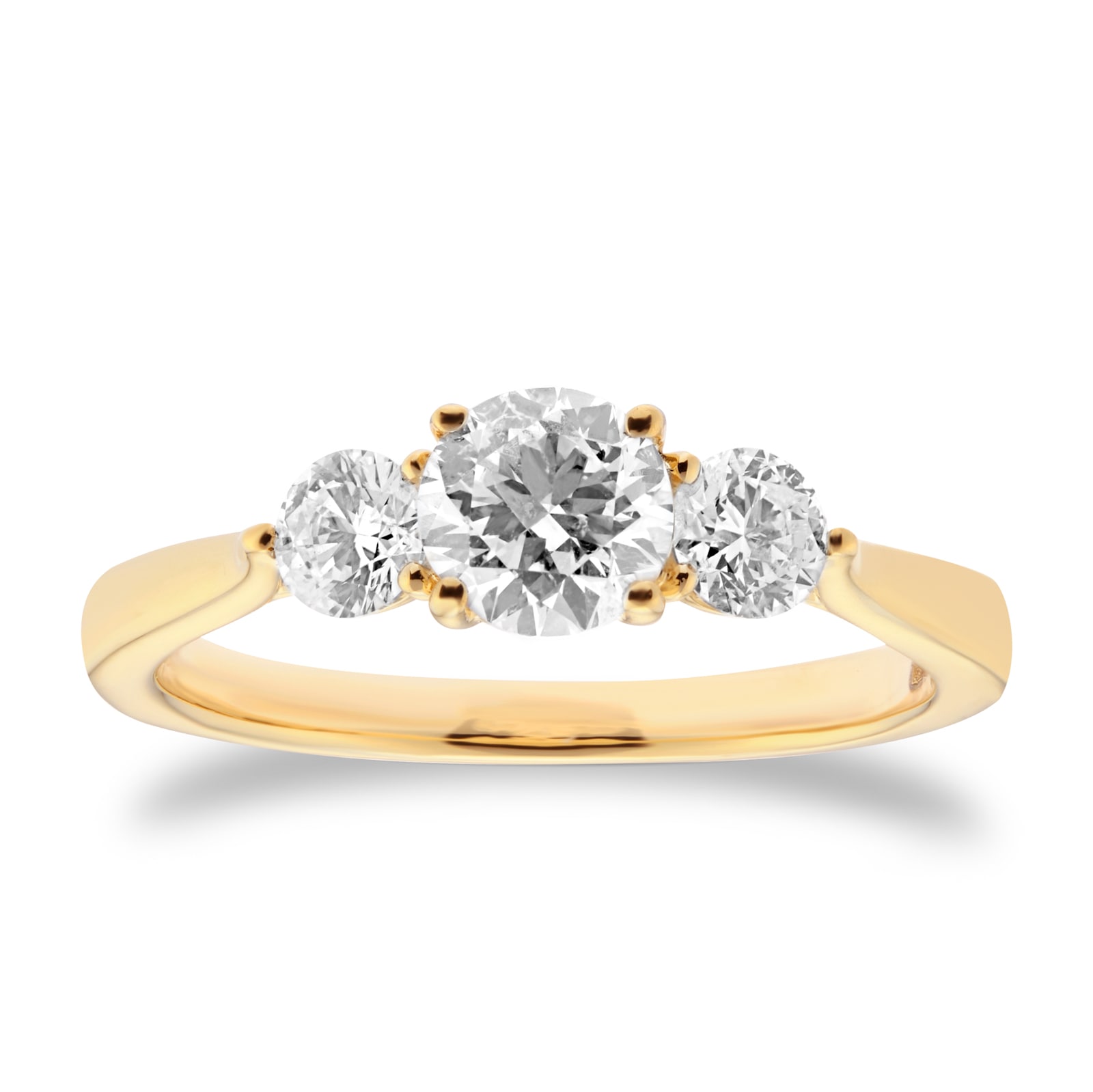 18ct Yellow Gold 1.00cttw Round Brilliant Cut Three Stone Engagement Ring