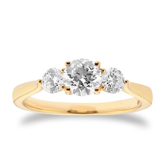 Goldsmiths 18ct Yellow Gold 1.00cttw Round Brilliant Cut Three Stone Engagement Ring Goldsmiths 18ct Yellow Gold 1.00cttw Round Brilliant Cut Three Stone Engagement Ring