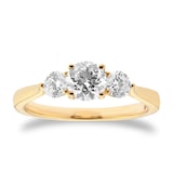 Goldsmiths 18ct Yellow Gold 1.00cttw Round Brilliant Cut Three Stone Engagement Ring