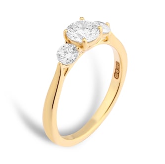 Goldsmiths 18ct Yellow Gold 1.00cttw Round Brilliant Cut Three Stone Engagement Ring