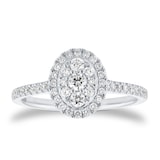 Goldsmiths 9ct White Gold 0.50ct Oval Cluster Diamond Engagement Ring