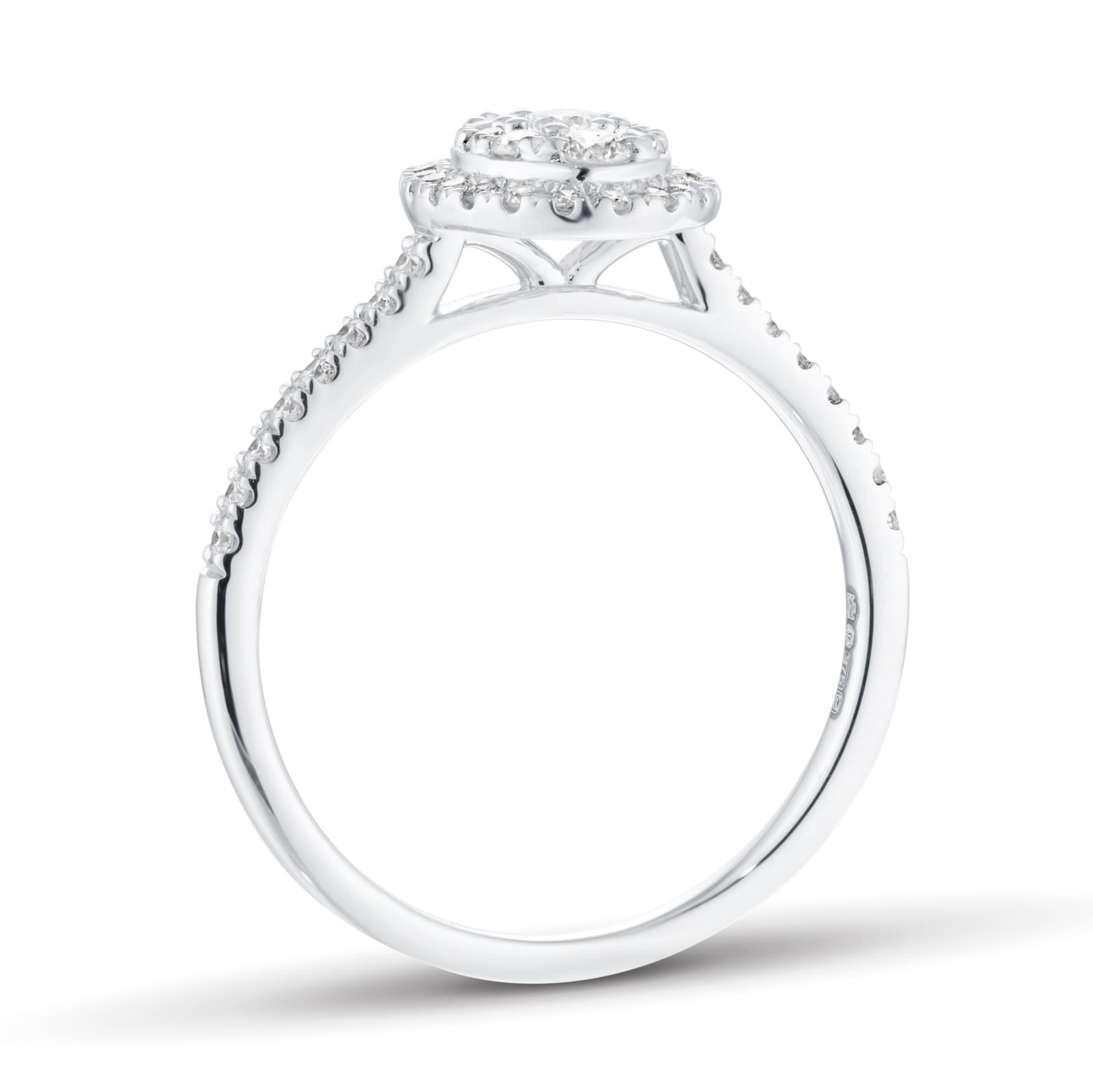 Goldsmiths 9ct White Gold 0.50ct Oval Cluster Diamond Engagement Ring