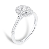 Goldsmiths 9ct White Gold 0.50ct Oval Cluster Diamond Engagement Ring