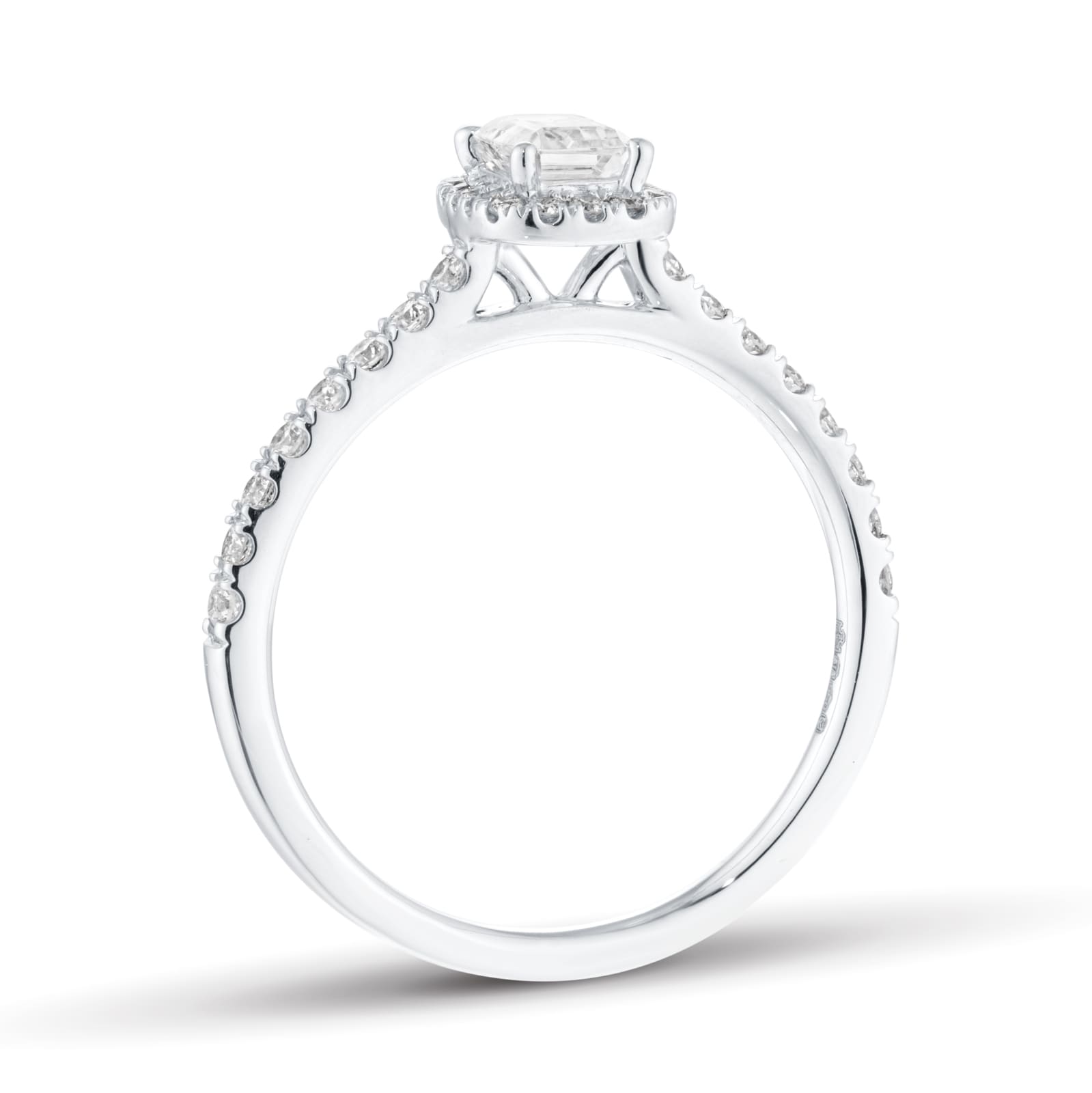 Goldsmiths Platinum 0.80cttw Emerald Diamond Halo Engagement Ring