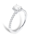 Goldsmiths Platinum 0.80cttw Emerald Diamond Halo Engagement Ring