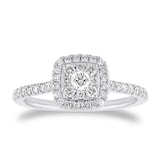 Goldsmiths 9ct White Gold 0.50ct Cushion Cluster Diamond Engagement Ring
