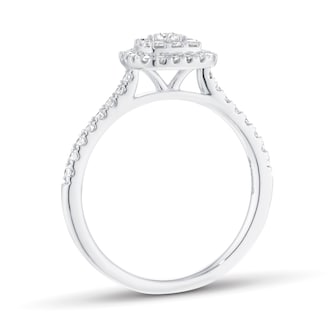 Goldsmiths 9ct White Gold 0.50ct Cushion Cluster Diamond Engagement Ring