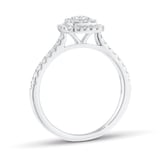 Goldsmiths 9ct White Gold 0.50ct Cushion Cluster Diamond Engagement Ring