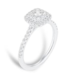 Goldsmiths 9ct White Gold 0.50ct Cushion Cluster Diamond Engagement Ring