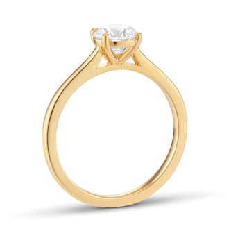 Goldsmiths 18ct Yellow Gold 1.00cttw Round Brilliant Cut Diamond Solitaire Engagement Ring