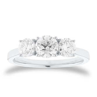 Mappin & Webb Platinum 1.50cttw Round Brilliant Cut Diamond Three Stone Engagement Ring