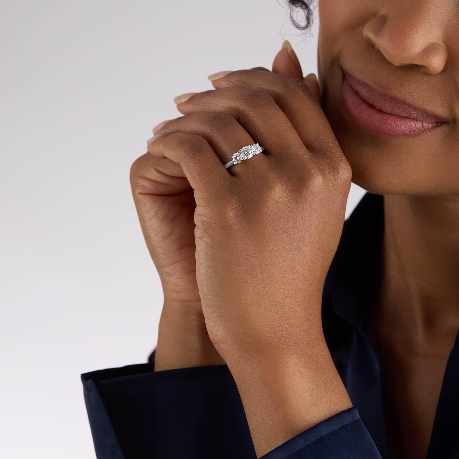 Mappin & Webb Platinum 1.50cttw Round Brilliant Cut Diamond Three Stone Engagement Ring