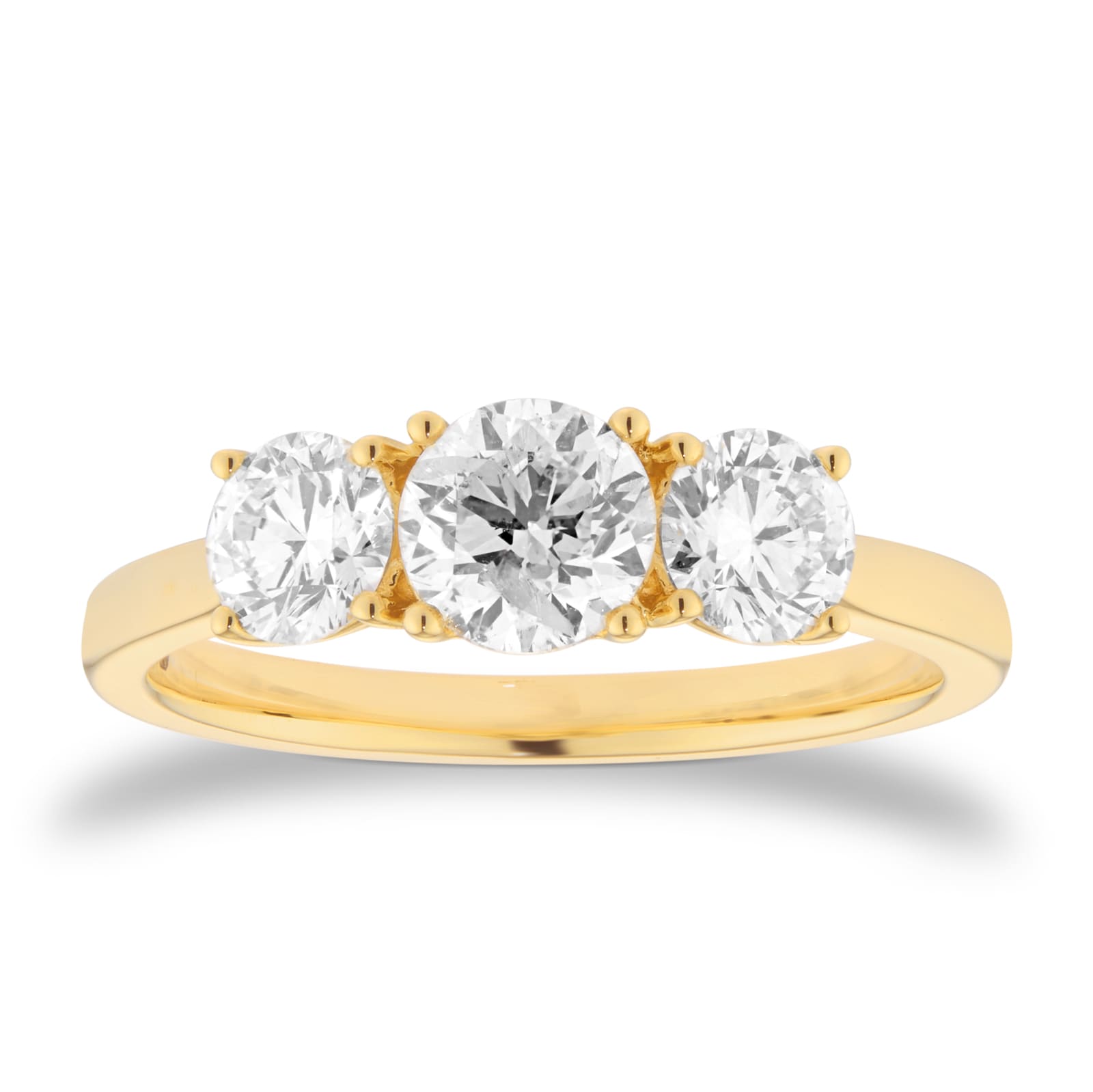 Mappin & Webb 18ct Yellow Gold 1.50cttw Round Brilliant Cut Diamond Three Stone Engagement Ring
