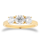 Mappin & Webb 18ct Yellow Gold 1.50cttw Round Brilliant Cut Diamond Three Stone Engagement Ring
