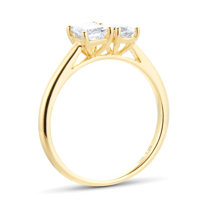 Goldsmiths 18ct Yellow Gold 1.20cttw Diamond Pear & Emerald Cut Engagement Ring