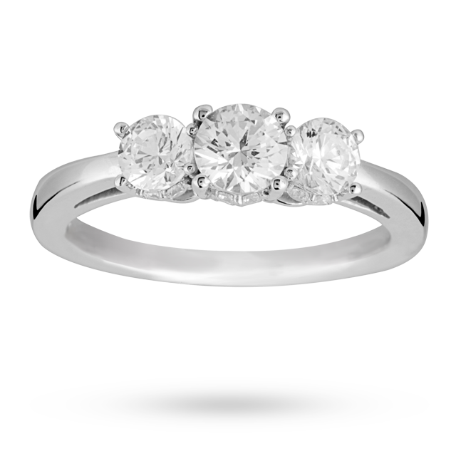 Goldsmiths Brilliant Cut 1.00 Total Carat Weight Three Stone And Diamond Ring Set In 18 Carat White Gold