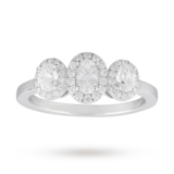 Goldsmiths Oval Cut Three Stone 0.85 Total Carat Weight Diamond Ring In 18 Carat White Gold