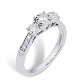 Goldsmiths Brilliant Cut 0.33 Carat Total Weight Three Stone Diamond Ring With Diamond Set Shoulders In 9 Carat White Gold