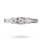 Goldsmiths Brilliant Cut 0.33 Carat Total Weight Three Stone Diamond Ring With Diamond Set Shoulders In 9 Carat White Gold