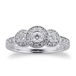 06030845 - Brilliant Cut 0.52 Carat Total Weight Three Stone Diamond Ring Set In 9 Carat White Gold