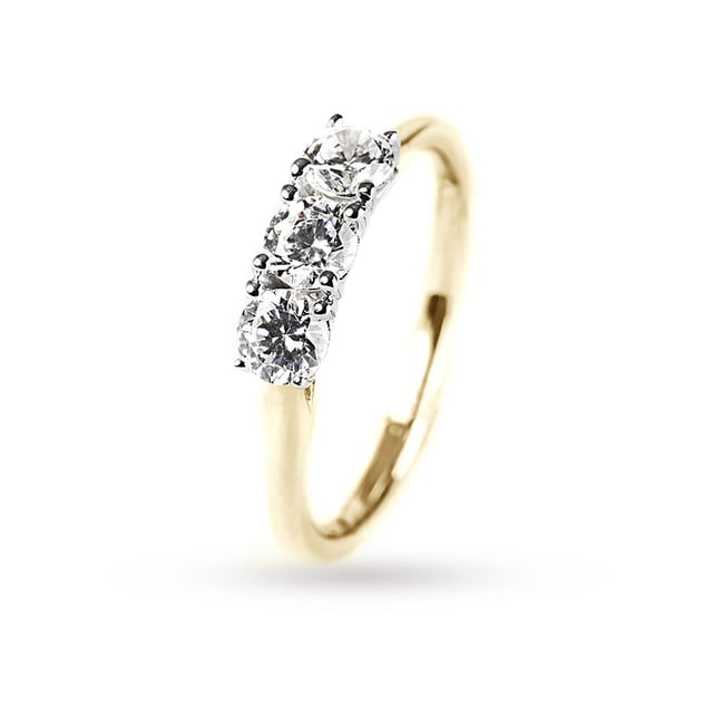 Goldsmiths Brilliant Cut 3 Stone 0.50 Carat Diamond Engagement Ring In 18 Carat Yellow Gold