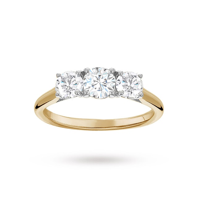 Goldsmiths Brilliant Cut 3 Stone 1.00 Carat Diamond Engagement Ring In 18 Carat Yellow Gold